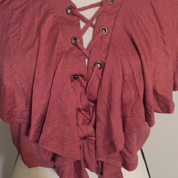 Blush colored Tie down crop top size L - Picture 2 of 8
